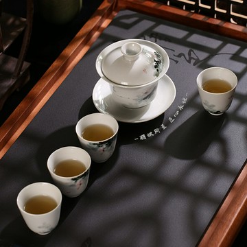 所至 德化草木灰手繪蓋碗茶杯陶瓷功夫茶具泡茶碗家用中式茶碗