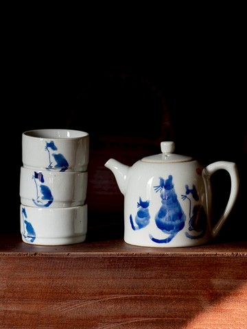 功夫道貓肥家潤手繪貓咪茶壺茶杯茶盤干泡盤小貓品茗杯泡茶花茶壺