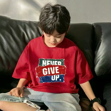 【台灣出貨】夏季100%純棉男女童T恤韓版字母短袖2026夏季精硫棉上衣寬鬆百搭