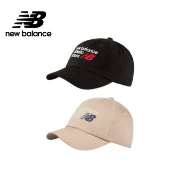 【New Balance官方旗艦店】刺繡NB棒球帽/老帽_LAH43016_中性_黑/奶茶色