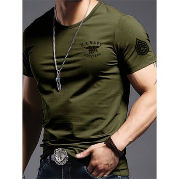 特種兵軍綠色高彈力健身肌肉修緊身短袖男半袖體恤衫軍旅t恤夏季