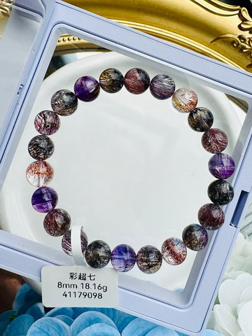 精品晶透細閃彩超七8.3-8.7mm18.16g彼岸花雙色超七高頻水晶