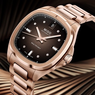 MIDO 美度 官方授權 Multifort TV 先鋒鑽石機械女錶 1212購物節 送禮推薦-玫瑰金 巧克力色/35mm M0493073329600