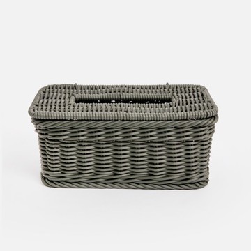 奧可利霧紋手工編織面紙籃 深綠