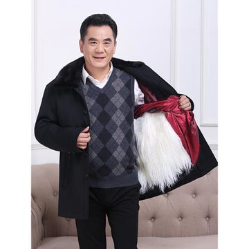 中老年男士寧夏灘羊皮大衣皮毛一體內膽尼克服加厚保暖外套翻領