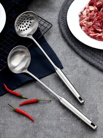 onlycook 304不銹鋼火鍋湯勺套裝長柄漏勺家用廚具勺子過濾勺撈勺