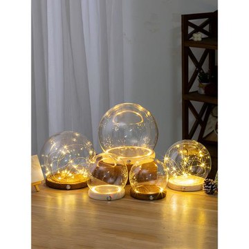 永生花玻璃罩LED發光側面獨立開關鳳冠模型積木手辦應援棒展示盒