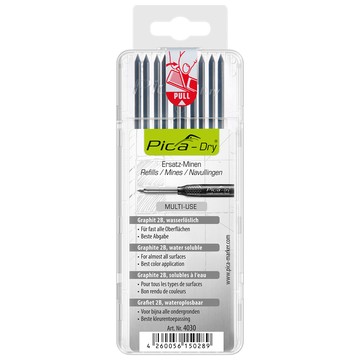 PICA 細長工程筆 筆芯10入-黑(吊卡)4030/SB