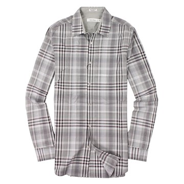 美國百分百【全新真品】Calvin Klein 襯衫 CK 長袖 上衣 休閒衫 灰 純棉 春夏 格紋 男 S M號 A928