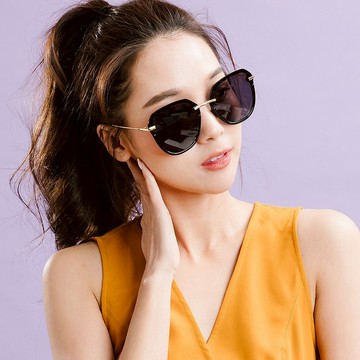 巴黎穹頂的鎂光燈│拼接半框設計青木黑色UV400墨鏡