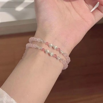 免運🔮蜜桃汽水甜美蝴蝶結串珠手鍊ins高顏值小衆新款輕奢簡約閨蜜手飾銀飾 手鍊 可調整手鍊 首飾 飾品 手鏈 手鐲 手環