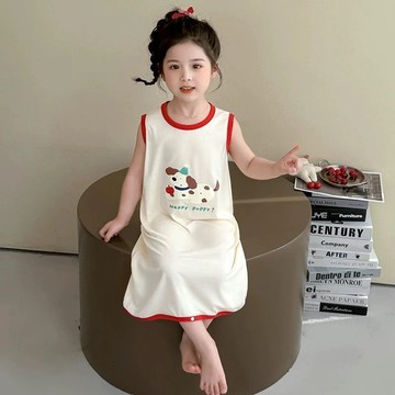 🌸YR🌸 女童睡裙 女童居家服 兒童夏季睡衣 女童哪吒睡裙夏季莫代尔儿童薄款无袖连体睡衣睡袋宝宝空调家居服