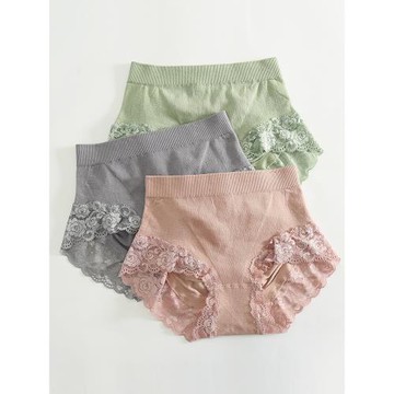 外貿內褲女原單日單出口日本中高腰純棉無痕蕾絲性感女舒適三角褲