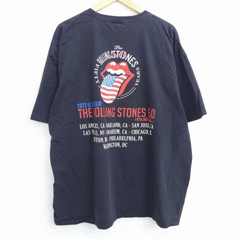 XL/古着 半袖 ロック バンド Tシャツ ローリングストーンズ The Rolling Stones 大きいサイズ コットン クルーネック 黒  ブラック 20jun23 中古 メンズ | LINEショッピング