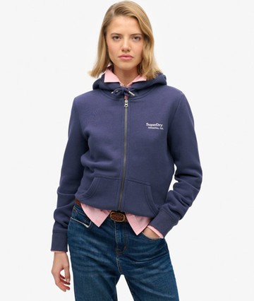 Superdry Women's Athletic Essentials Logo Zip Hoodie Navy Size: 4