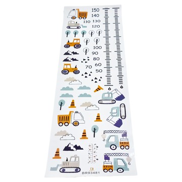 兒童身高貼 30 x 90cm 兒童房裝飾 成長記錄  工程車 白色