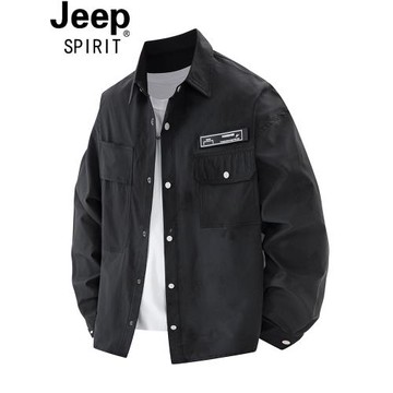 JEEP外套男士春秋季2025新款大碼潮流設計高級感翻領休閑長袖襯衫