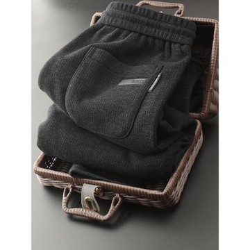 軟糯舒適好穿！羊毛休閑褲男士加絨加厚保暖毛呢衛褲直筒磨毛男褲