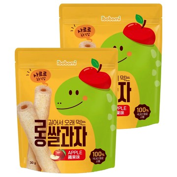 ibobomi 長米棒 6個月以上寶寶適用 韓國原料 非油炸零食 無鹽無糖無化學成分  蘋果  30g  2包