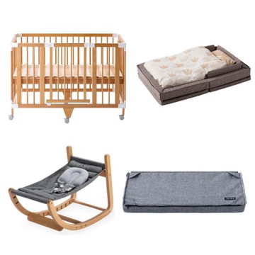 日本 farska 一生可用豪華4件組(大床+實木成長椅+可攜式床墊13件組+延伸床墊)