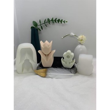 ins風花朵系列郁金香玫瑰花硅膠模具 手工diy香薰蠟燭石膏模具