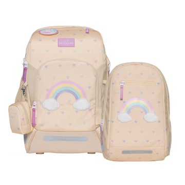 【毒】Beckmann AIR FLX 擴充護脊書包20~25L+Gym 12L輕便後背包 - 奶油彩虹