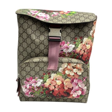 GUCCI 古馳 粉色 GG Supreme帆布 BLOOMS 後背包 405019 【二手名牌BRAND OFF】