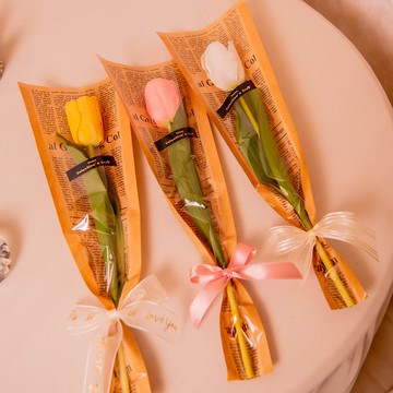 客製印字【真誠】單支鬱金香花束 仿真花  / 生日 告白 畢業花束