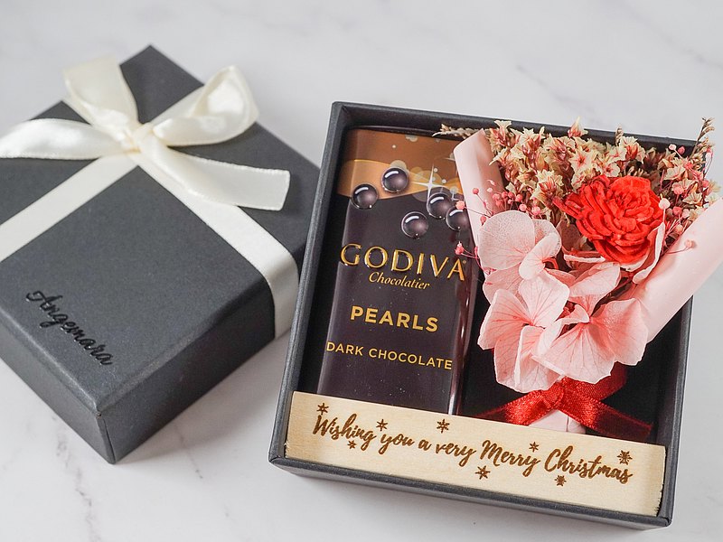 【情人節禮盒】擴香永生花巧克力禮盒(內含Godiva)/客製化禮物