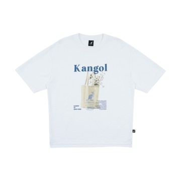 KANGOL 短T 白色 雛菊 涼感 寬版落肩 短袖 上衣 女 6622101400