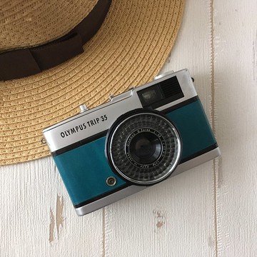 奧林巴斯TRIP 35膠片相機　藍色真皮