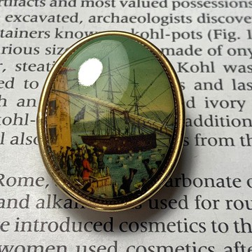 Vintage 海港風景畫香膏盒