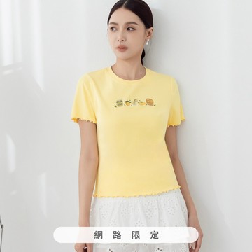 niceioi Juicy ! 蜂蜜檸檬刺繡荷葉滾邊奧代爾上衣