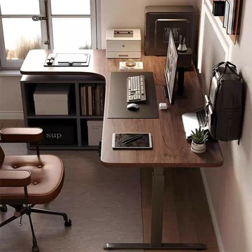 免運 公司貨 包安裝 電動升降桌 純實木電動升降桌現代簡約家用Ll型智能辦公電腦桌學習桌轉角書桌 可開發票 全館八折 工廠現貨直銷 新品特價 h11213