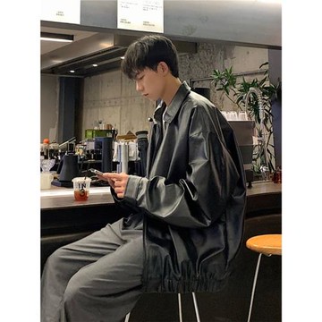 (免運)皮衣外套男士2025秋冬新款美式復古痞帥高級感青少年機車PU皮夾克