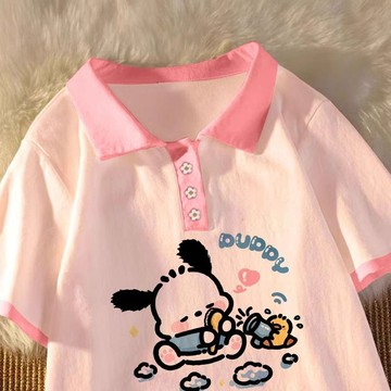 台灣出貨 女童短袖t恤純棉兒童夏天衣服上衣中小童polo衫寬松女孩夏季童裝t 女童上衣 女童polo杉 女童短袖