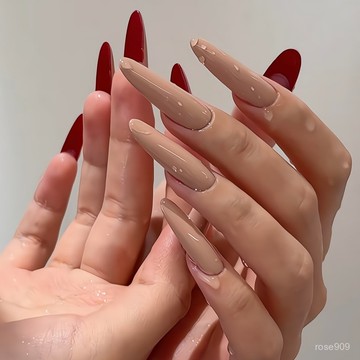 🥰淩淩淩洛直直賣💅CL紅底性感辣妹秋日顯白氛圍感裸色貓眼手工美甲中橢圓穿戴甲 WFWS