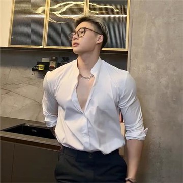 高級感簡約輕熟襯衫男抗皺立領百搭純色休閑運動免燙垂感長袖衫衣