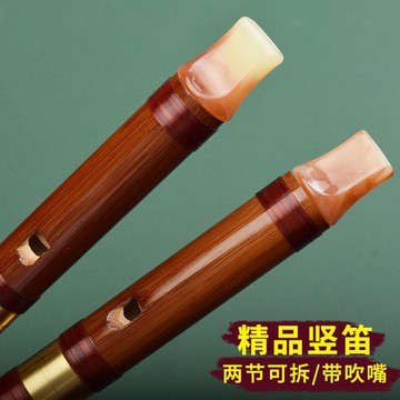 竹笛豎吹笛子豎笛順笛直笛初學演奏成人兒童苦竹兩節帶吹嘴樂器