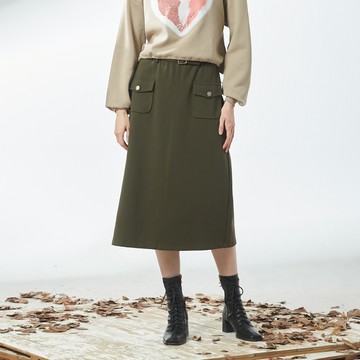 CLL巧玲瓏 裝飾腰帶雙口袋工裝裙 5530103