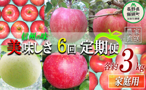 旬のりんご  家庭用 3kg × 6回 ヤマウラ農園 沖縄県への配送不可 2023年8月中旬頃から2023年12月中旬頃まで順次発送予定 令和5年度収穫分 信州 果物 フルーツ リンゴ 林檎 長野 64500円 予約 農家直送 長野県 飯綱町 [1589]