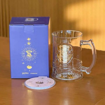 星巴克杯子2026新年禮物交換禮物哈利波特簡約新穎霍格沃茨城堡款玻璃杯帶發光杯墊