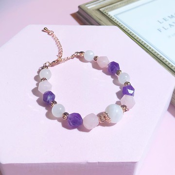 愛情運 戀愛運 切面 粉晶 月亮石 石榴石 水晶手鏈 天然石