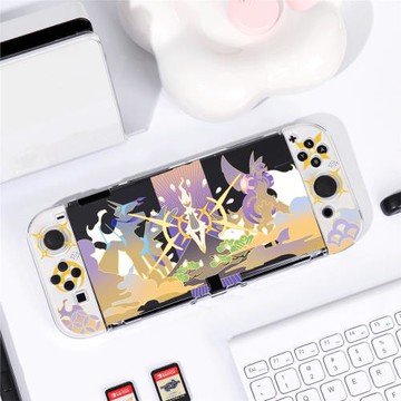 SWITCH OLED保護殼透明NS續航保護殼可插底座殼 刀線宙斯