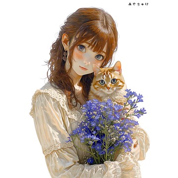 【4 月新作 3】07-120-0276 人物貼紙 春日女孩與動物