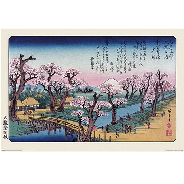 【浮世繪】歌川廣重 -小金井橋夕照 進口海報