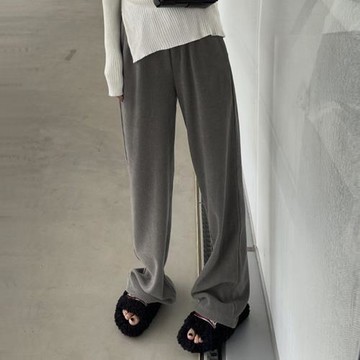 Ader秋冬新款衛褲女春秋褲子2025爆款闊腿褲灰色休閑褲窄版直筒褲