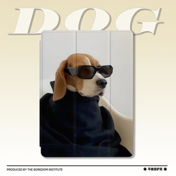 小眾趣味酷酷戴墨鏡小狗潮流簡約復古惡搞適用于蘋果2022款iPadPro12.9/11三折保護殼air5/mini6防摔ipad10