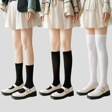 （3入）天鵝絨素色直版襪 小腿襪 中筒襪 過膝襪 大童 女童 兒童 童襪 長筒襪 及膝襪 襪子 學生襪 制服 橘魔法 現貨【BB9895】