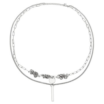 PEONIST 男款時尚雙層項鍊  50 x 1.2cm  銀色